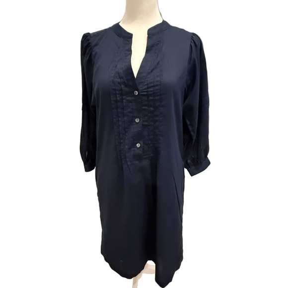 J Mclaughlin Navy Blue Sabina Shirt Dress. 100% cotton lined. Size XS - Picture 2 of 7